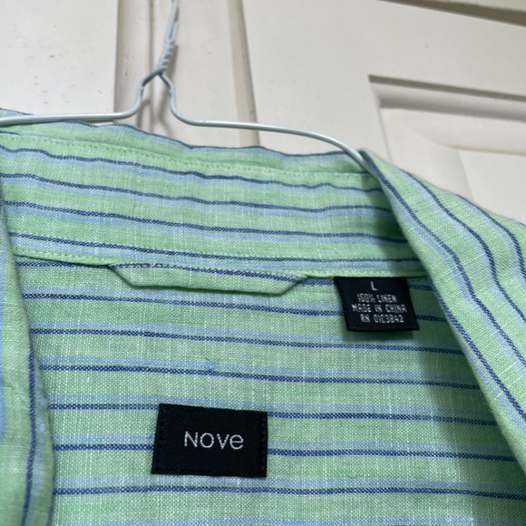 100% Linen Mens L striped l/s button down Nove - Picture 3 of 3
